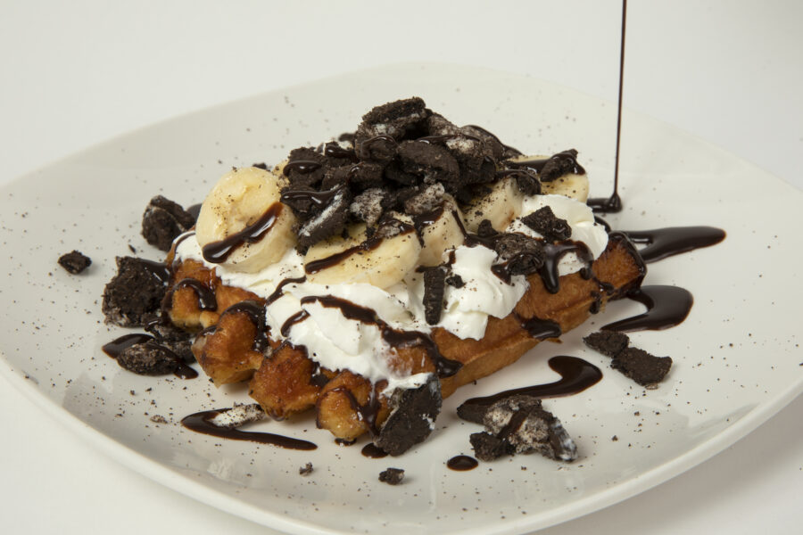 Bananas, Whipped Cream, Oreo Crumbles, & Chocolate Sauce